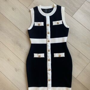 Anthropologie Black and White Sleeveless Button-Up Dress